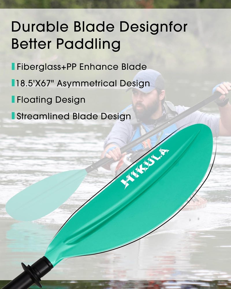 HIKULA Kayak Paddles Aluminum Shaft Paddle with Nylon Blades, Floating Adjustable Kayaking Oars, 3 Piece, 220-240cm/86-94 Inches,Black/Rose/Teal - Image 2
